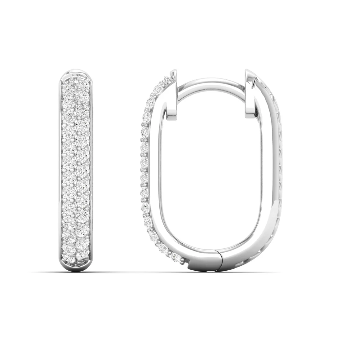 0.18 CTW Lab Grown Diamond Oval Shape Huggie Earring