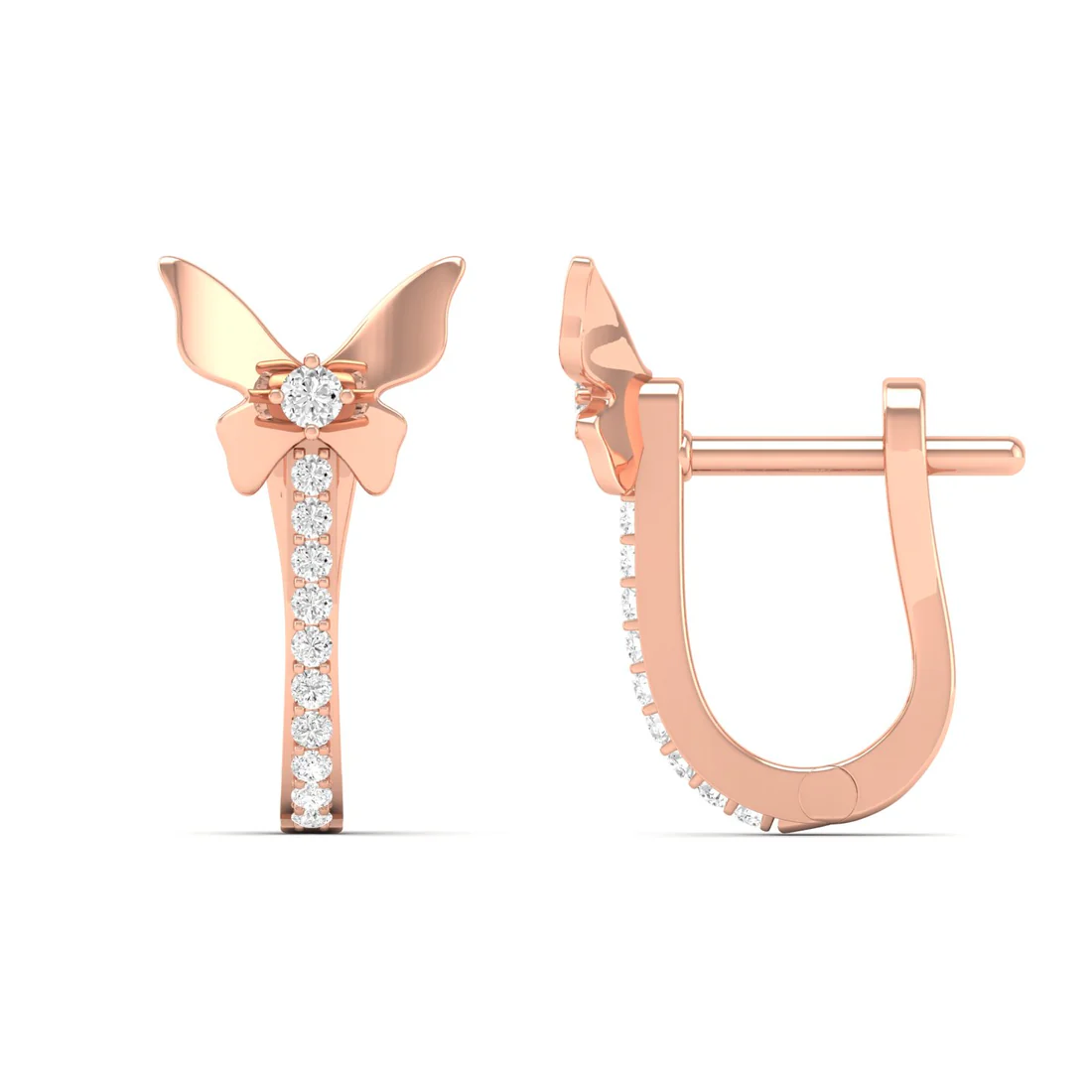 0.18 CTW Lab Grown Diamond Butterfly Hoop Earring