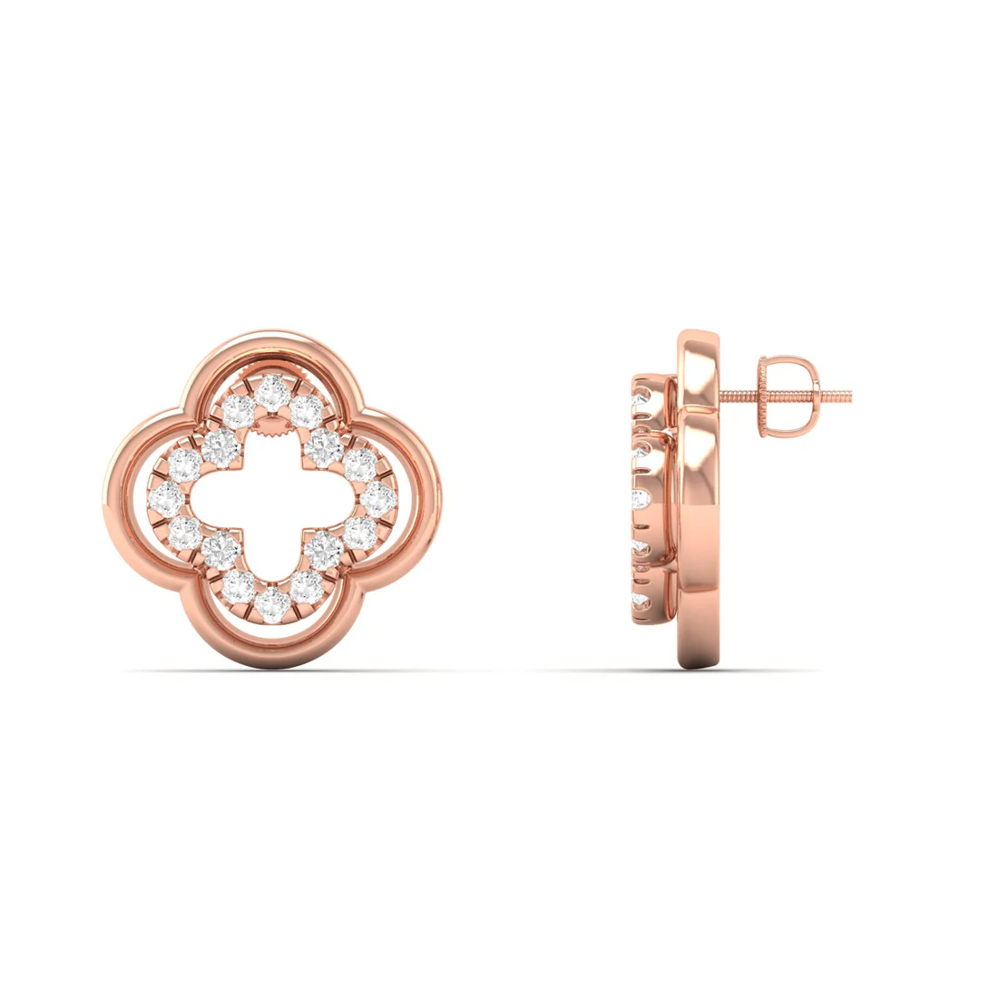 0.18 CTW Lab Grown Diamond Clover Stud Earring