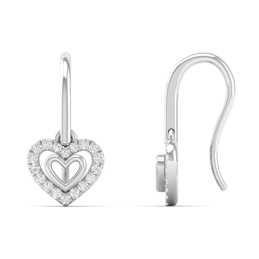 0.18 CTW Lab Grown Diamond Heart Shape Drop Earring