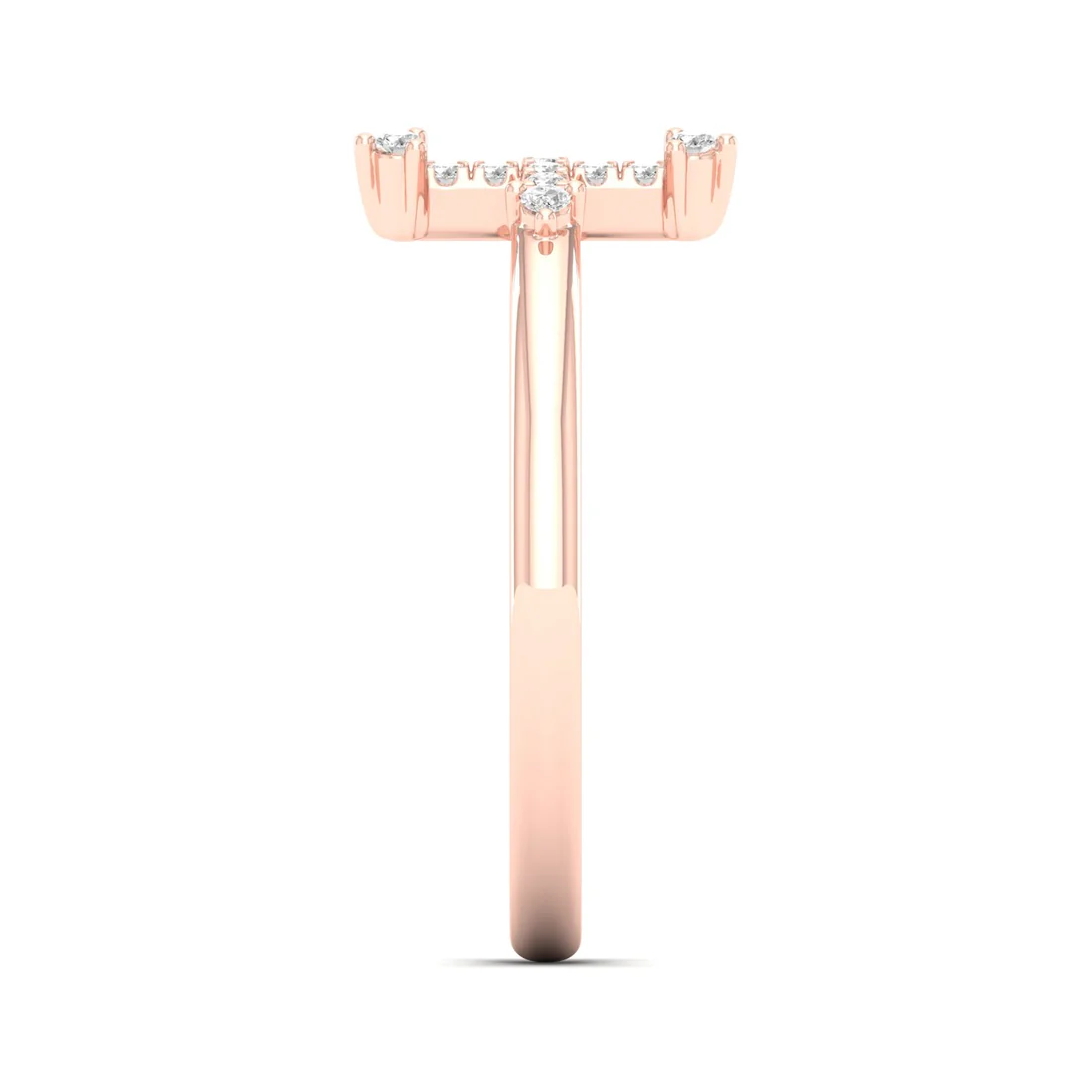 0.10Ctw Lab Grown Diamond Minimalist Cross Ring