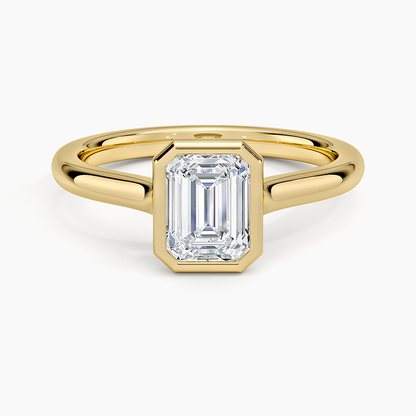 1 CT 2mm Bezel Ring Lab Grown Solitaire Gold Engagement Ring