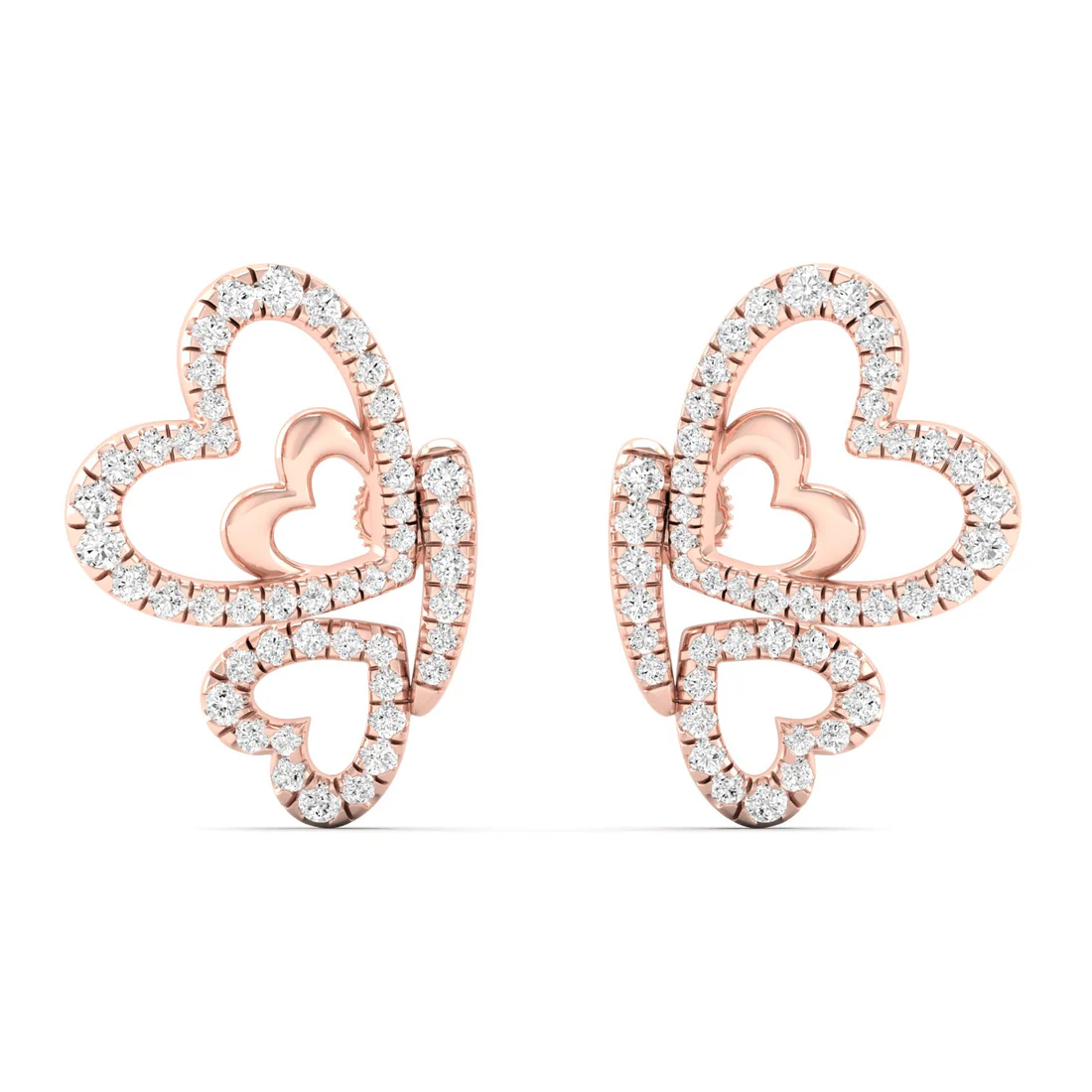 0.46 CTW Lab Grown Diamond Heart Shape Butterfly Earring