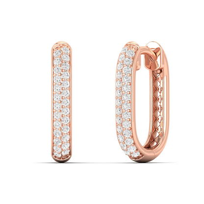 0.18 CTW Lab Grown Diamond Oval Shape Huggie Earring