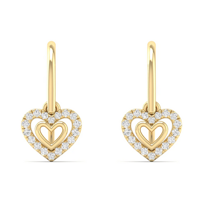 0.18 CTW Lab Grown Diamond Heart Shape Drop Earring
