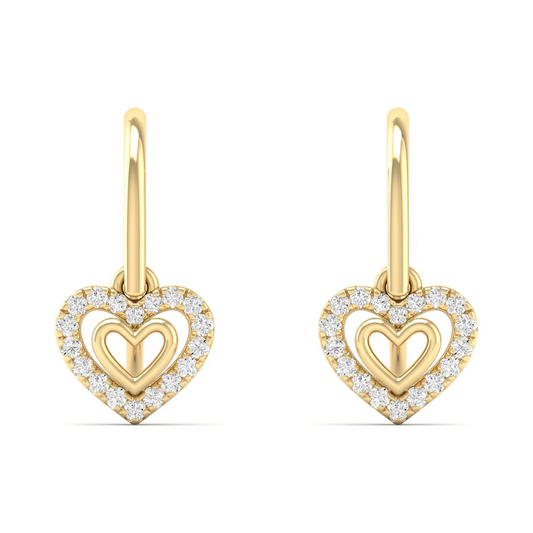 0.18 CTW Lab Grown Diamond Heart Shape Drop Earring