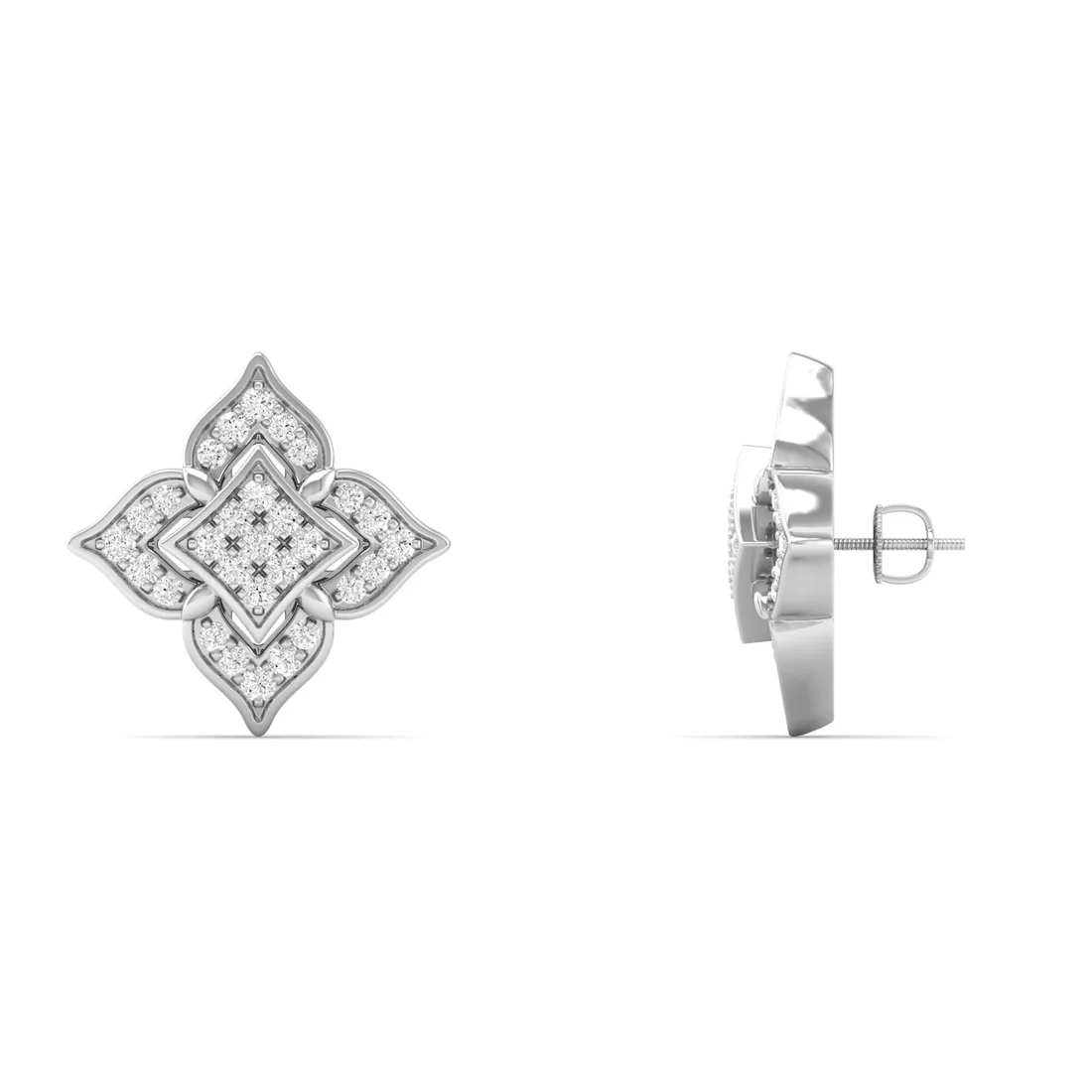 0.18 CTW Lab Grown Diamond Flower Shape Stud Earring