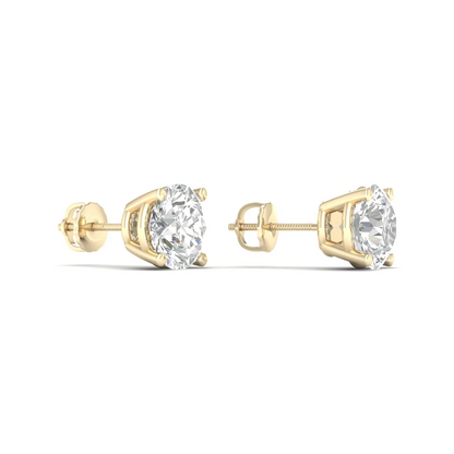 3 CTW Lab Grown Diamond Classic Round Solitaire Stud Earring
