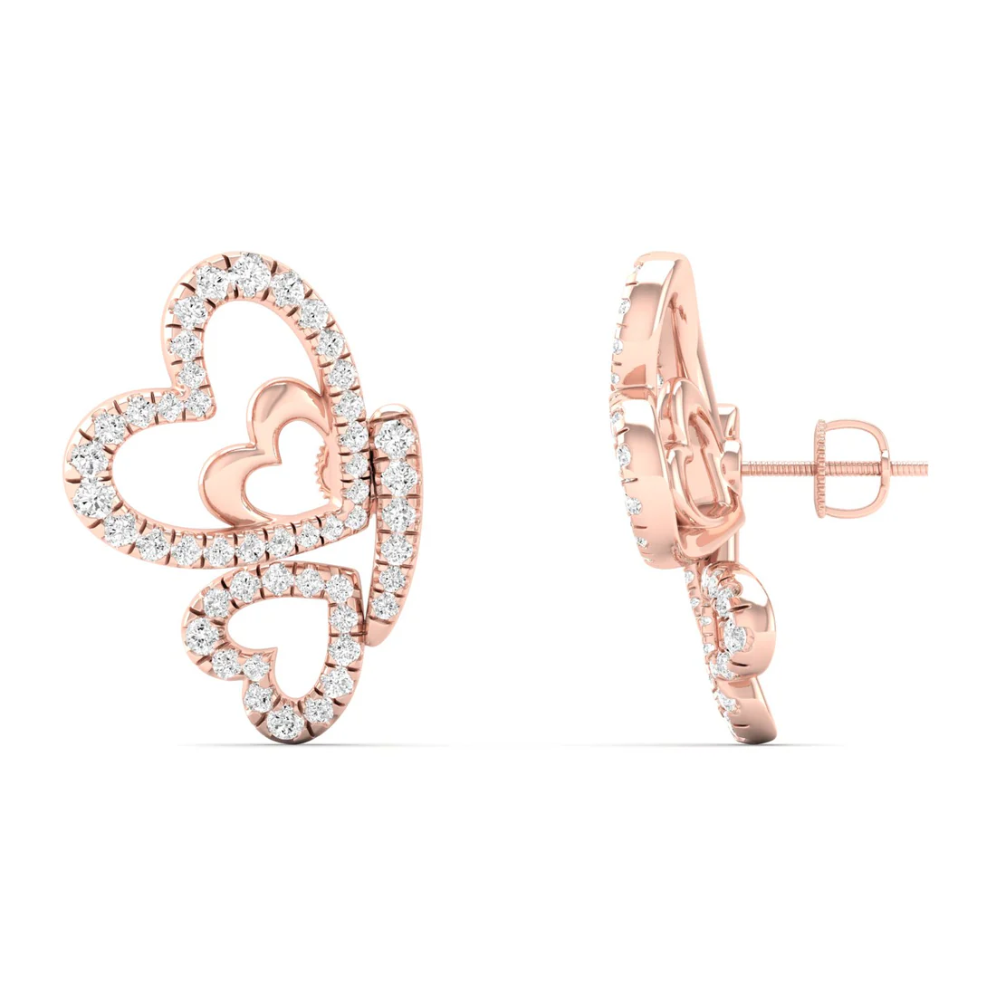 0.46 CTW Lab Grown Diamond Heart Shape Butterfly Earring