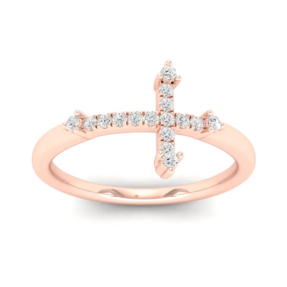 0.10Ctw Lab Grown Diamond Minimalist Cross Ring