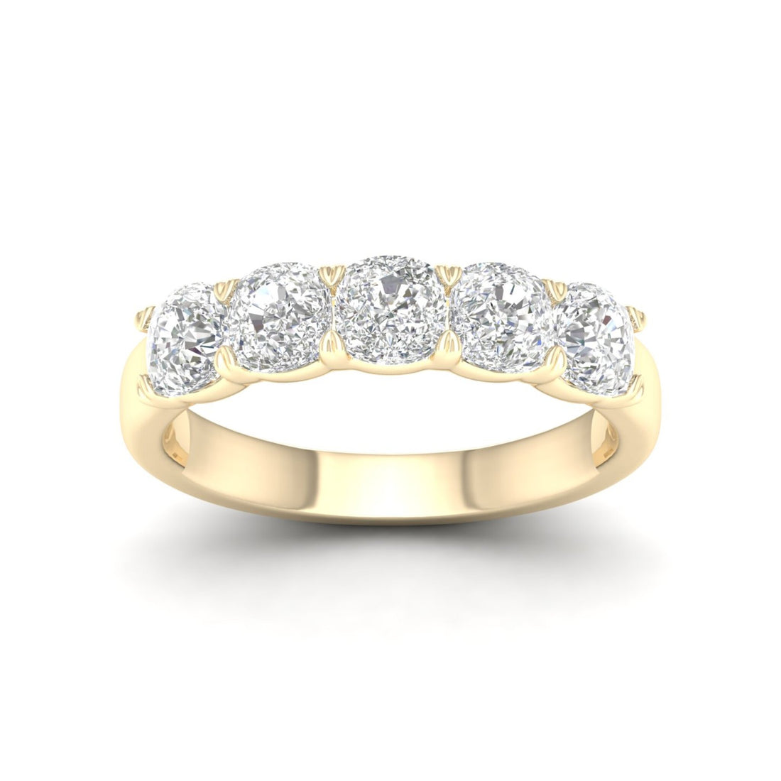 2 CTW Five Five Stone Cushion Lab Grown Diamond Anniversary Band