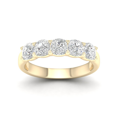 2 CTW Five Five Stone Cushion Lab Grown Diamond Anniversary Band