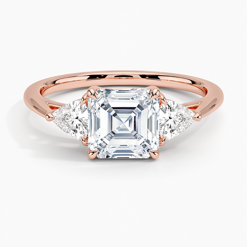 11/2Ct Asscher Lab Grown Diamond Trillion Cut Three Stone Diamond Ring