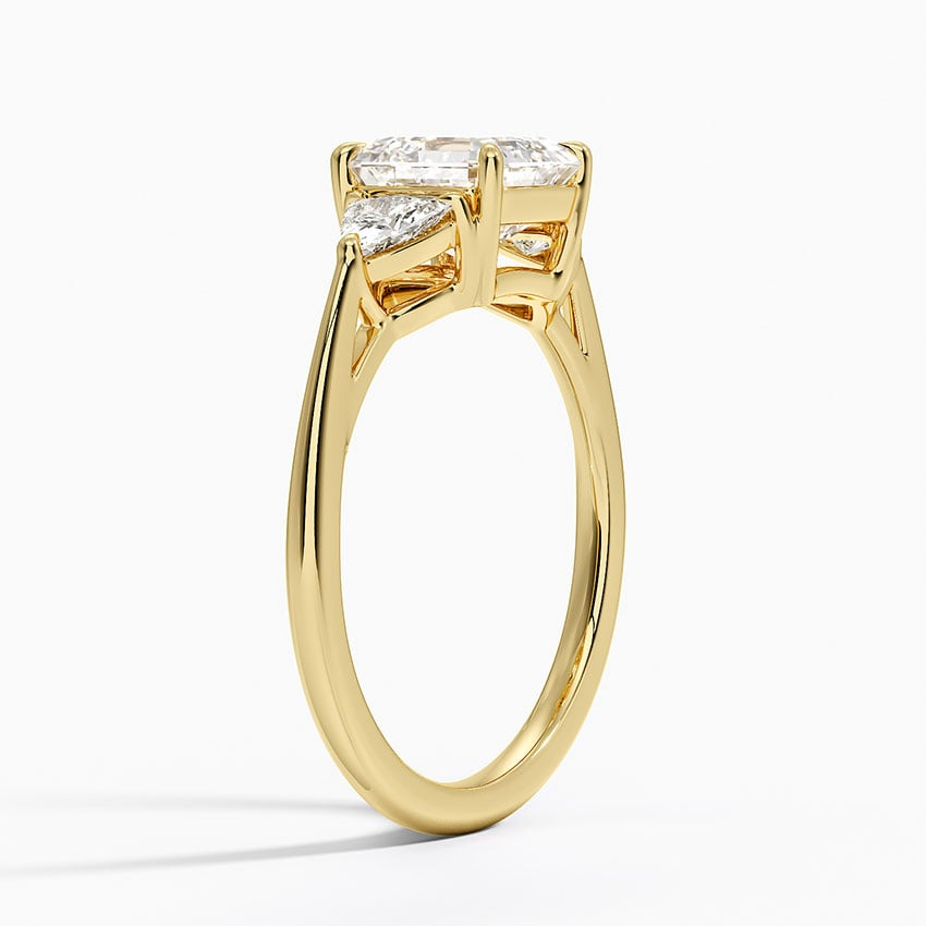 11/2Ct Asscher Lab Grown Diamond Trillion Cut Three Stone Diamond Ring