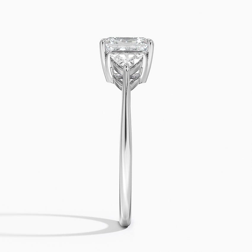 11/2Ct Asscher Lab Grown Diamond Trillion Cut Three Stone Diamond Ring