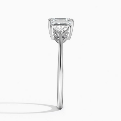 11/2Ct Asscher Lab Grown Diamond Trillion Cut Three Stone Diamond Ring