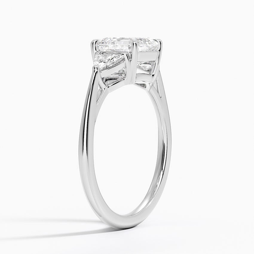 11/2Ct Asscher Lab Grown Diamond Trillion Cut Three Stone Diamond Ring
