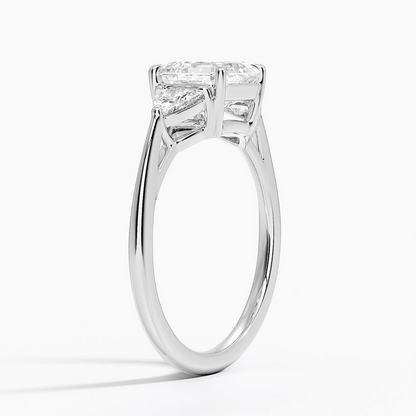 11/2Ct Asscher Lab Grown Diamond Trillion Cut Three Stone Diamond Ring