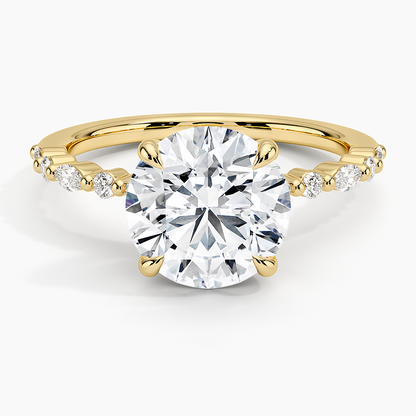 2 1/2CT Round Lab Grown Diamond Gold Half Coverage Diamond Ring
