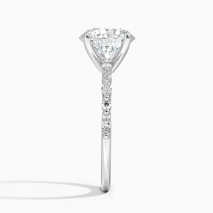 2 1/2CT Round Lab Grown Diamond Gold Half Coverage Diamond Ring