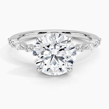 2 1/2CT Round Lab Grown Diamond Gold Half Coverage Diamond Ring