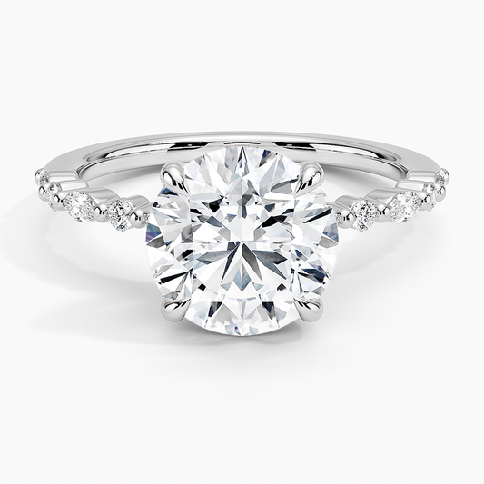 2 1/2CT Round Lab Grown Diamond Gold Half Coverage Diamond Ring