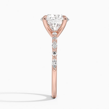 2 1/2CT Round Lab Grown Diamond Gold Half Coverage Diamond Ring