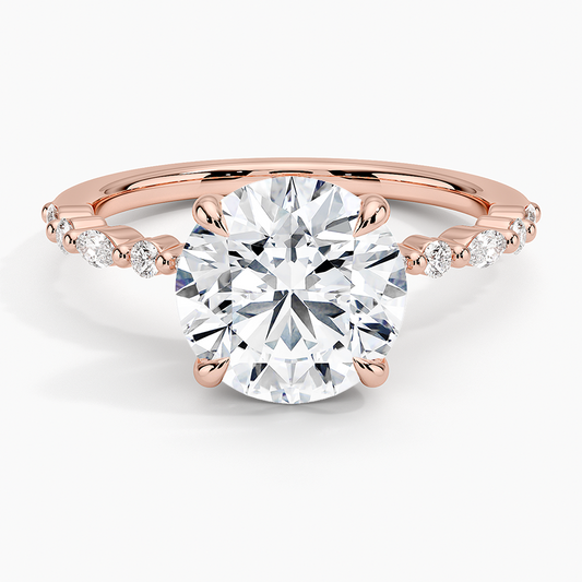 2 1/2CT Round Lab Grown Diamond Gold Half Coverage Diamond Ring