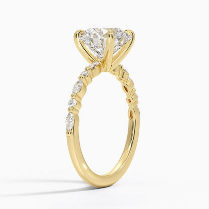 2 1/2CT Round Lab Grown Diamond Gold Half Coverage Diamond Ring