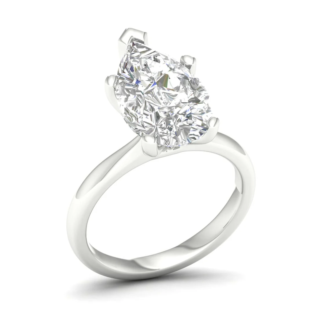 5 CTW Classic Pear Cut Solitaire Lab Grown Diamond Ring