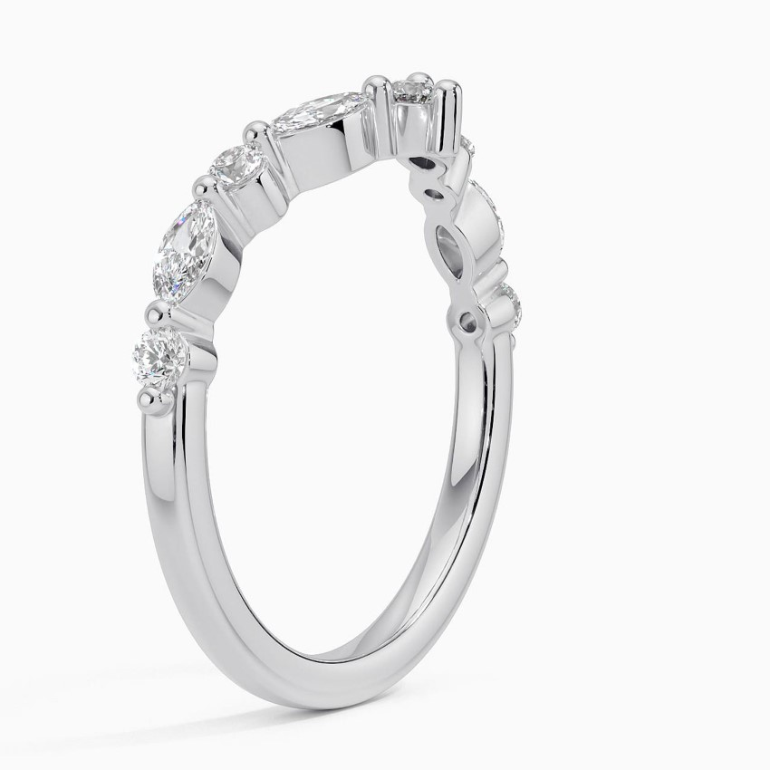 18k Gold Curved Lab Grown Diamond Alternative Wedding Band