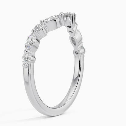 18k Gold Curved Lab Grown Diamond Alternative Wedding Band
