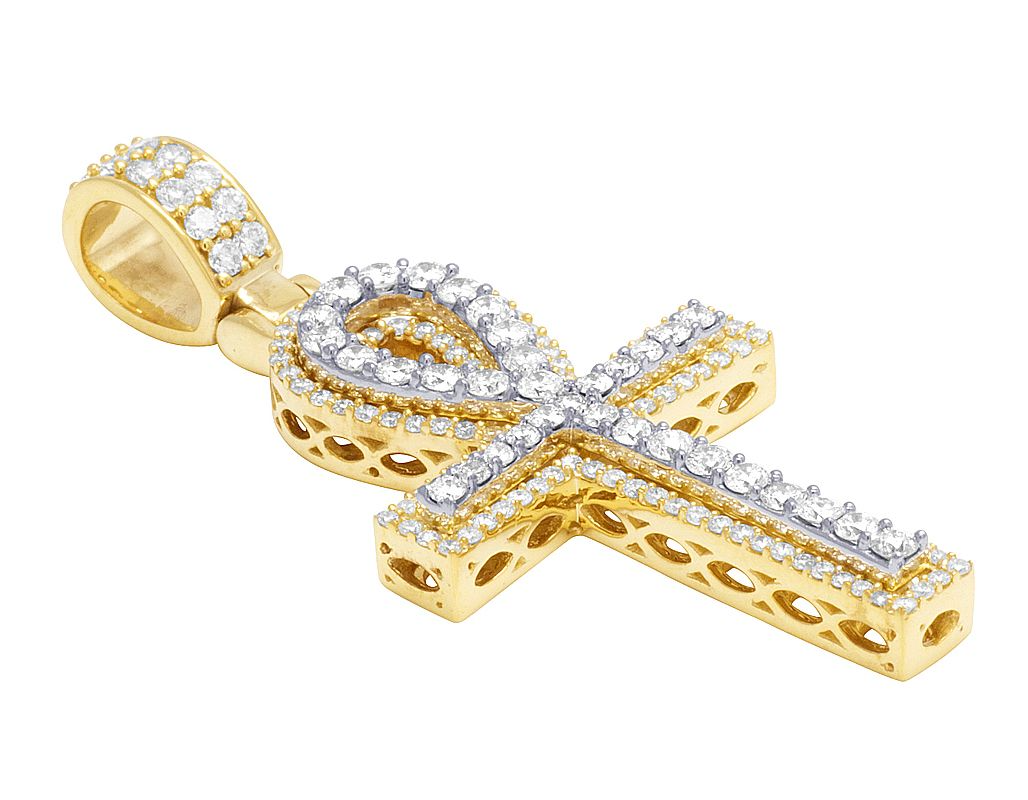 2.25 CTW Two Tone Lab Grown Diamond Ankh Cross Pendant