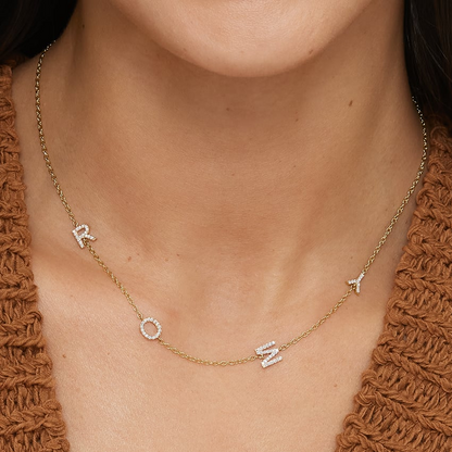 Lab Grown Diamond Custom Initial Letter Necklace
