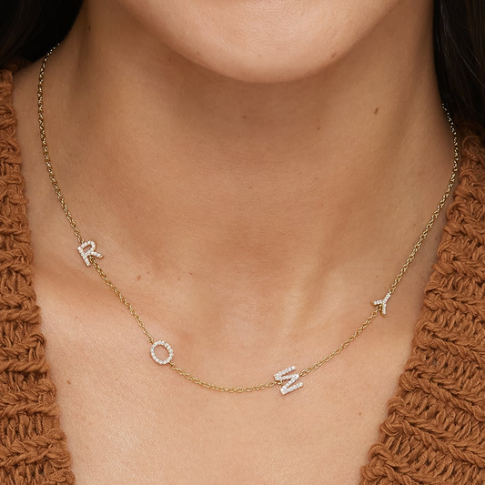Lab Grown Diamond Custom Initial Letter Necklace