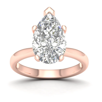 4 CTW Pear Cut Lab Grown Diamond Women Solitaire Ring