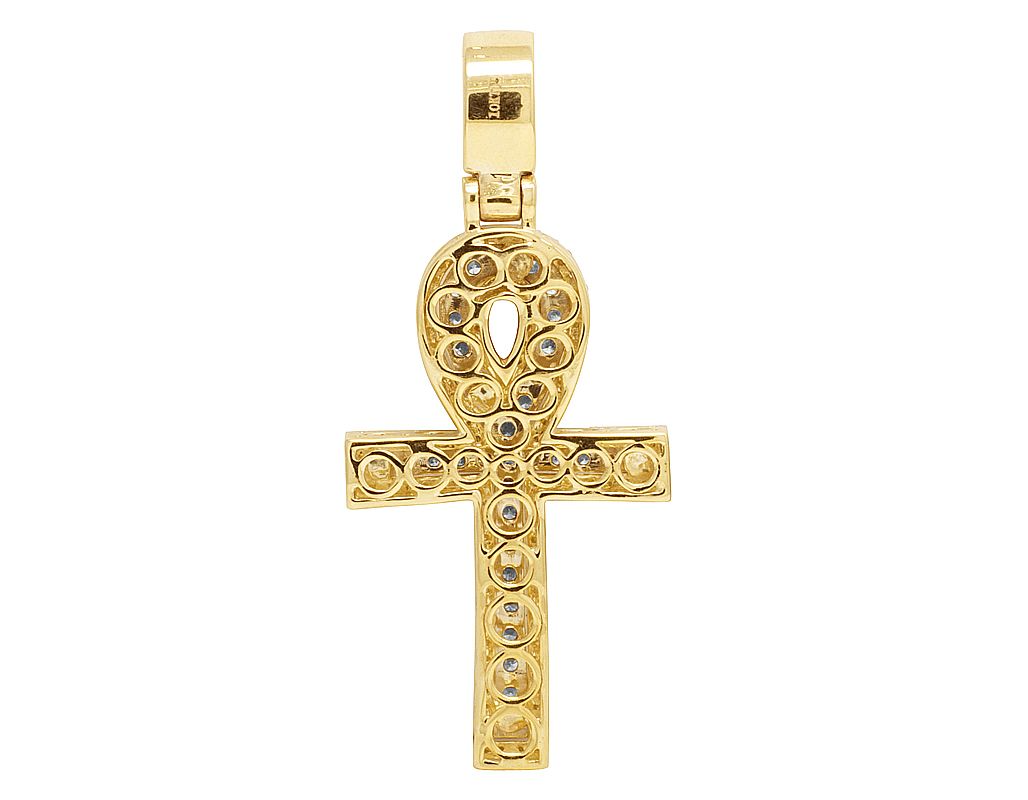 2.25 CTW Two Tone Lab Grown Diamond Ankh Cross Pendant