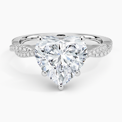 3CT Heart Twisted Vine Lab Grown Diamond Gold Ring