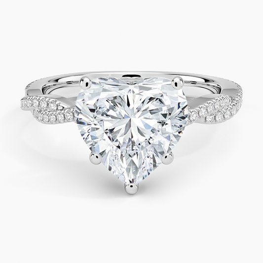 3CT Heart Twisted Vine Lab Grown Diamond Gold Ring