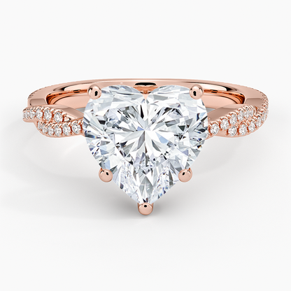3CT Heart Twisted Vine Lab Grown Diamond Gold Ring