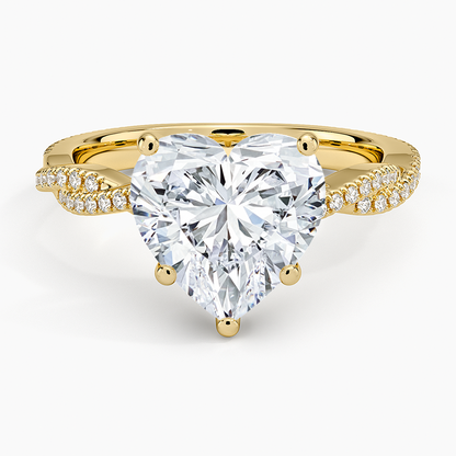 3CT Heart Twisted Vine Lab Grown Diamond Gold Ring