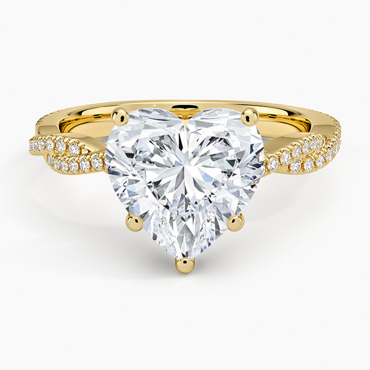 3CT Heart Twisted Vine Lab Grown Diamond Gold Ring