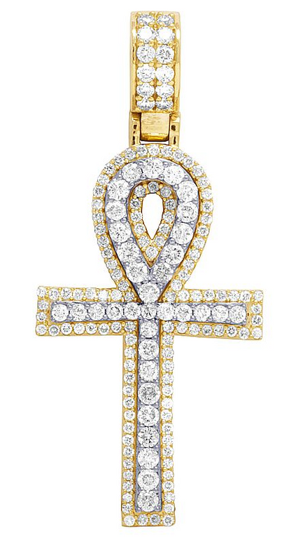 2.25 CTW Two Tone Lab Grown Diamond Ankh Cross Pendant
