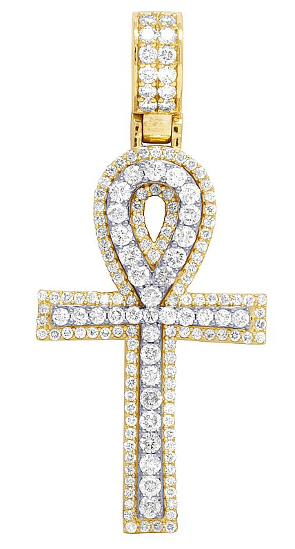 2.25 CTW Two Tone Lab Grown Diamond Ankh Cross Pendant