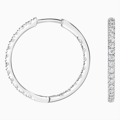 Small Perfect Hoop Lab Grown Diamond Earrings in 14K White Gold