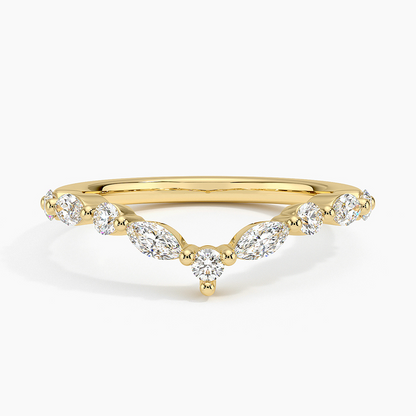 18k Gold Curved Lab Grown Diamond Alternative Wedding Band