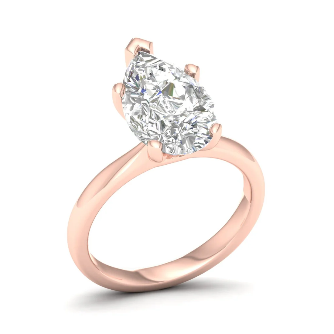 4 CTW Pear Cut Lab Grown Diamond Women Solitaire Ring