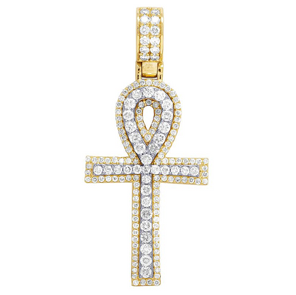 2.25 CTW Two Tone Lab Grown Diamond Ankh Cross Pendant