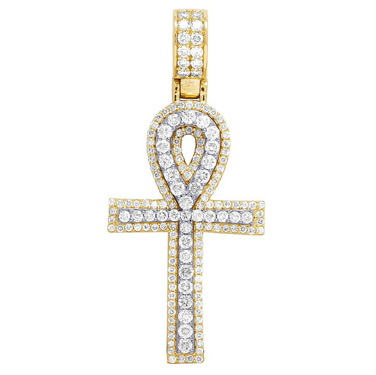 2.25 CTW Two Tone Lab Grown Diamond Ankh Cross Pendant