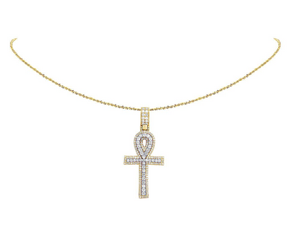 2.25 CTW Two Tone Lab Grown Diamond Ankh Cross Pendant